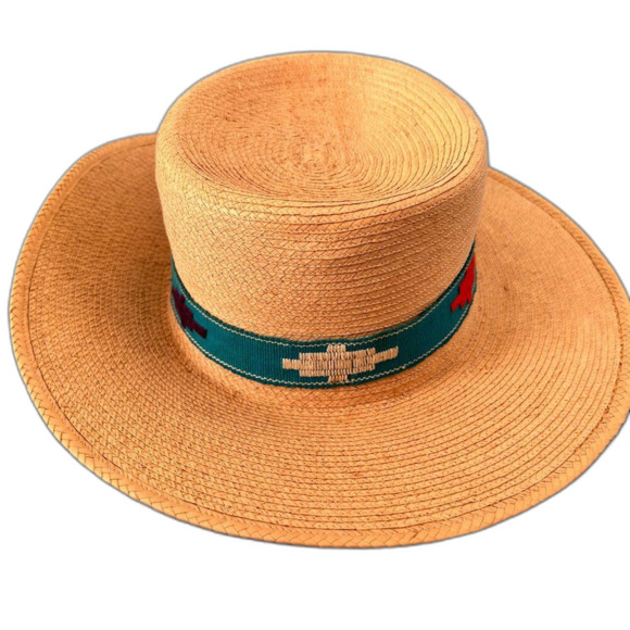 Vintage Palm Embroidered Banded Coastal Mexican Cowgirl Western Hat Summer Beach - Picture 5 of 8